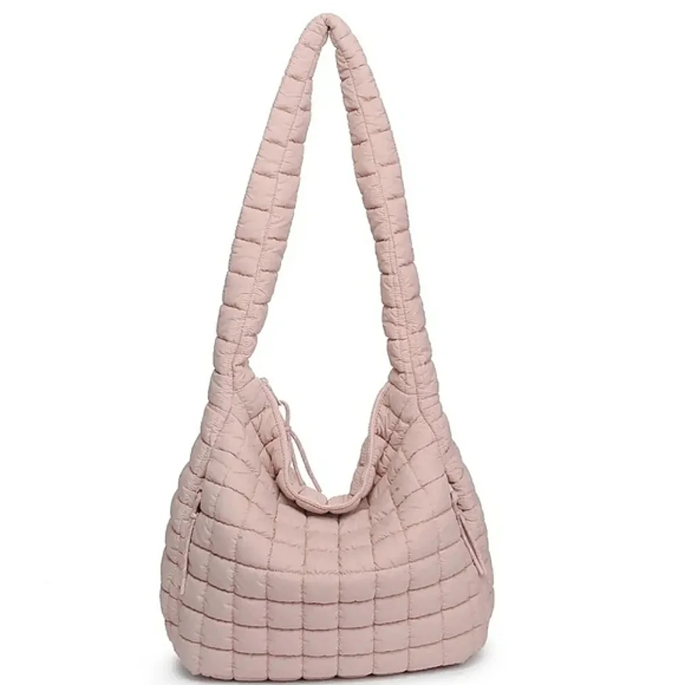 Leda Extra Large Quilted Nylon Hobo Bag Urban Expressions Rose NWT$120 Soldout!